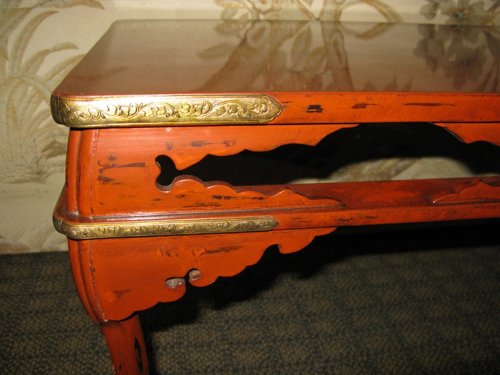 Wood 19th Century Japanese Red Lacquer Table