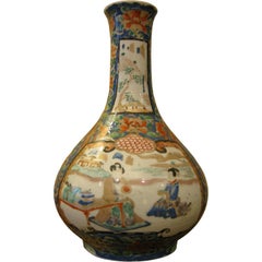 Antique Japanese Kutani Bottle Shaped Vase