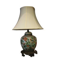 Chinese 19th century Famille Verte jar, as lamp
