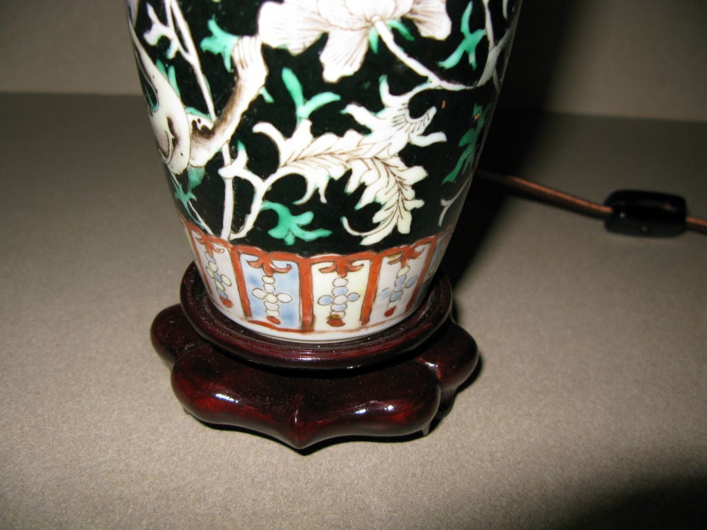 Pair of Chinese Famille Noire Lamps For Sale 1