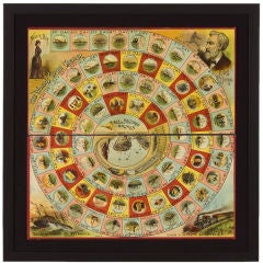 Antique “THE WORLD’S GLOBE CIRCLER” BOARD GAME GAMEBOARD