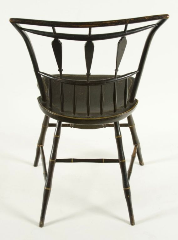 19th Century 6 PAINT-DECORATED WINDSOR CHAIRS IN AN UNKNOWN, WHIMSICAL FORM