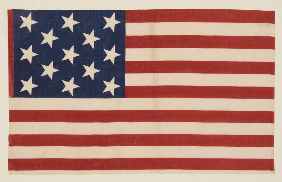 13 STARS, 1876-98, A VERY RARE PRINTED EXAMPLE, UNUSUALLY LARGE