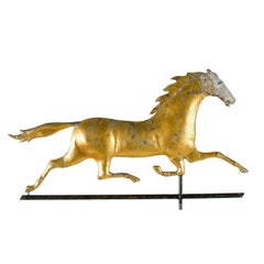 A FULL-BODIED, MOLDED COPPER, RUNNING HORSE WEATHERVANE