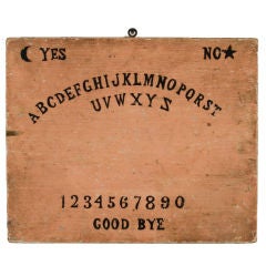 RARE, HAND-PAINTED OUIJA BOARD, SALMON PINK AND BLACK, 1880-1910