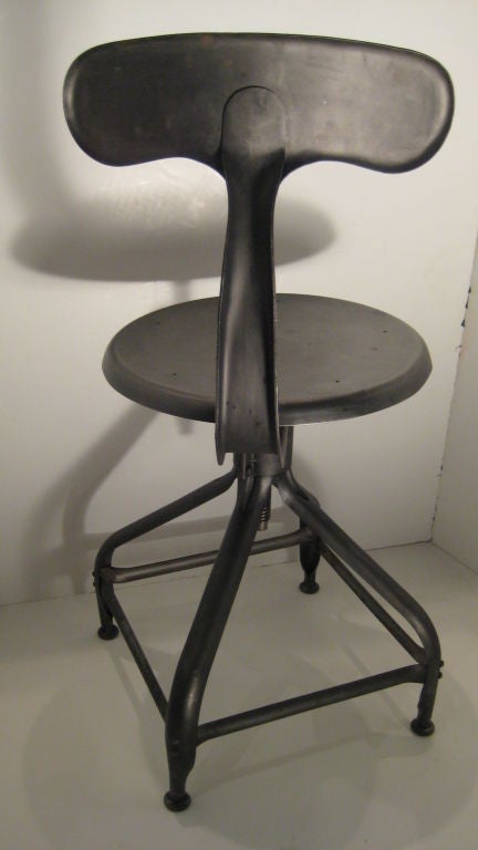 20th Century French Industrial Kidney Back Adjustable Stools