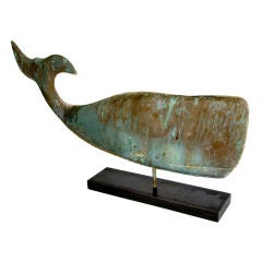 Vintage Copper/Verdigris Whale Weathervane