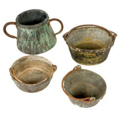 Collection of Verdigris Copper pots