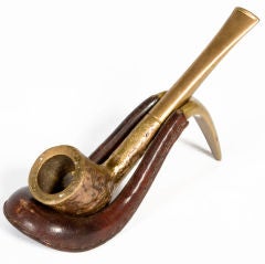 Austrian Bauhaus Brass Smoking Pipe (attributed to Carl Aubock)