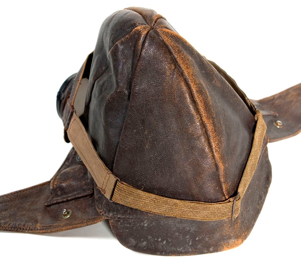American Leather Flying Hat with Goggles