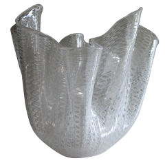 Fulvio Bianconi / Venini Fazzoletto Zanfirico Lattimo Glass Vase