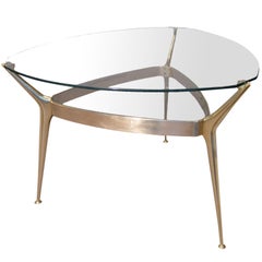 Cesare Lacca Italian Brass & Glass Tripod Low Table