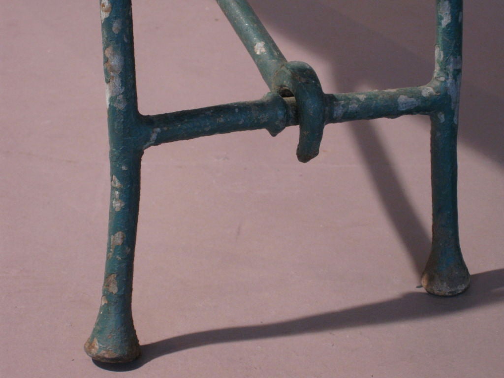 Long Wooden Gymnasium Bench with Folding Iron Legs c.1920's 2