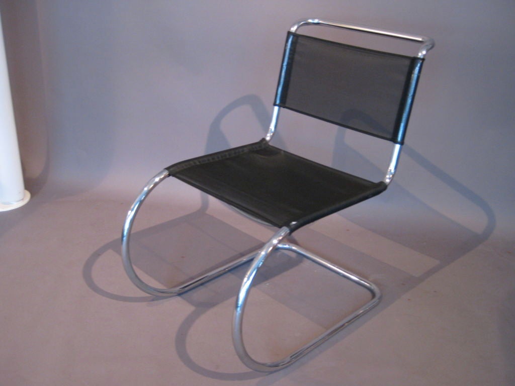 Mid-20th Century Pair Mies van der Rohe MR Side Chairs by Thonet