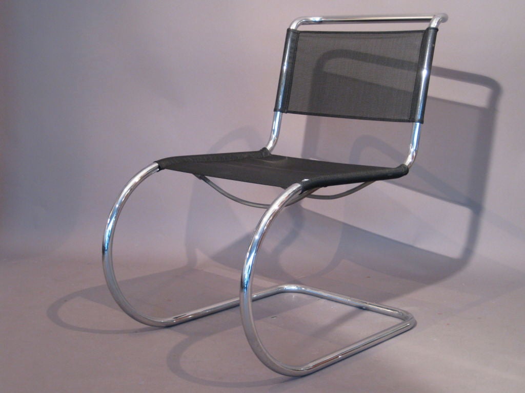 Chrome Pair Mies van der Rohe MR Side Chairs by Thonet