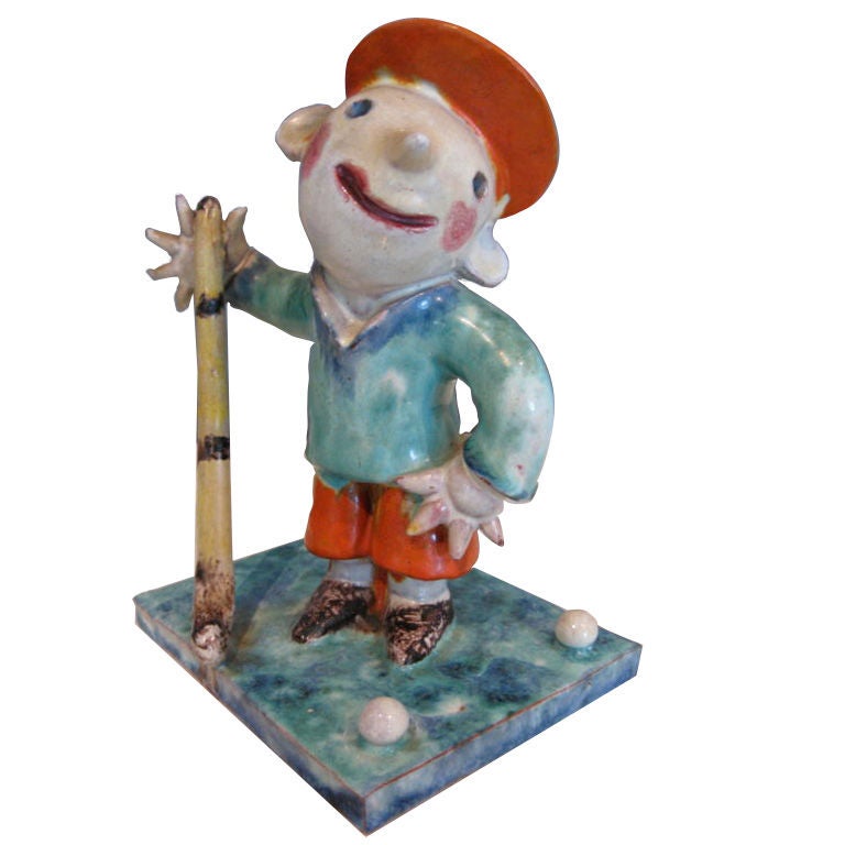 Walter Bosse Glazed Ceramic Golfer Wiener Werkstatte