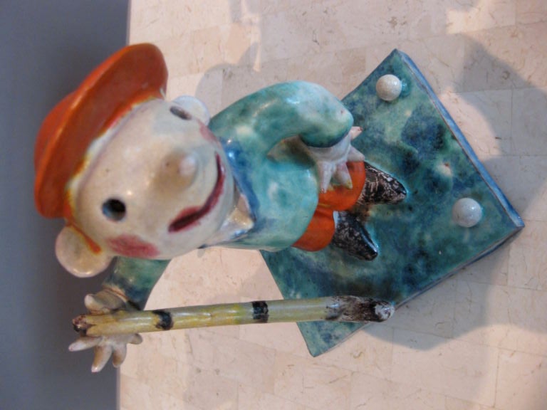 20th Century Walter Bosse Glazed Ceramic Golfer Wiener Werkstatte