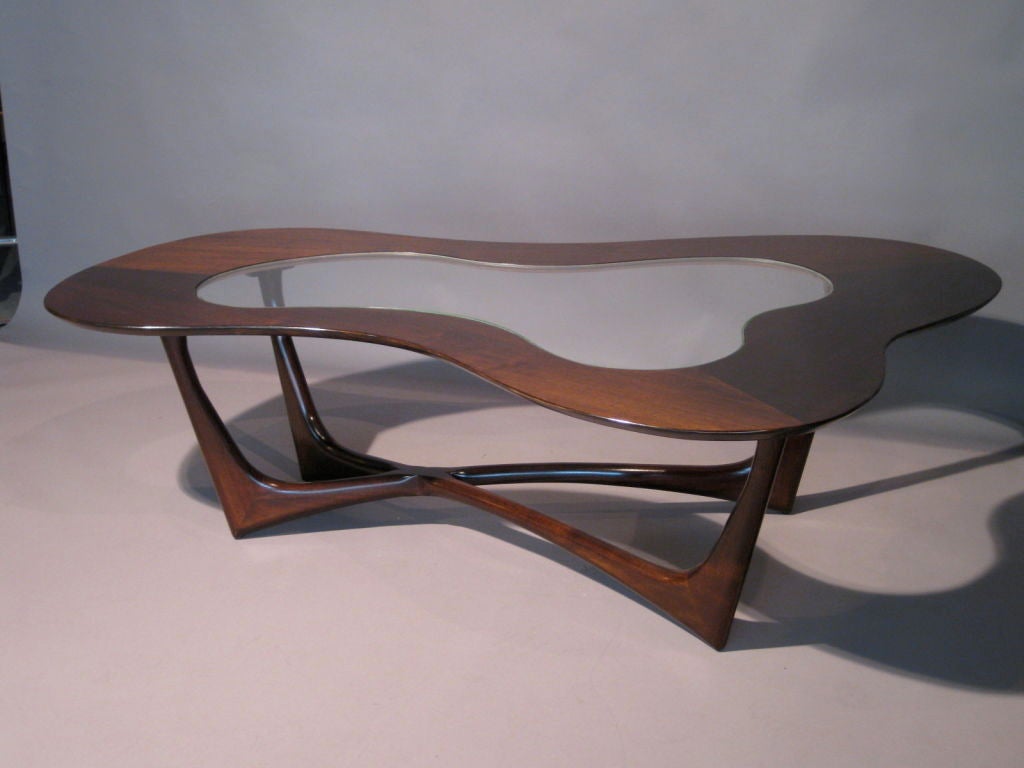 Freeform Coffee Table w/ Glass Inset Top c.1950's