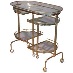 Italian Brass Folding Bar Cart
