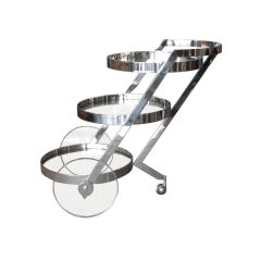 Stainless Steel & Glass 3-Tier  Bar Cart with Lucite Wheels