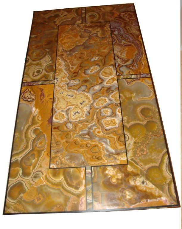 An Important Dining Table with Agate & Marble Top In Excellent Condition For Sale In New York, NY