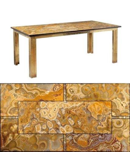 French An Important Dining Table with Agate & Marble Top For Sale