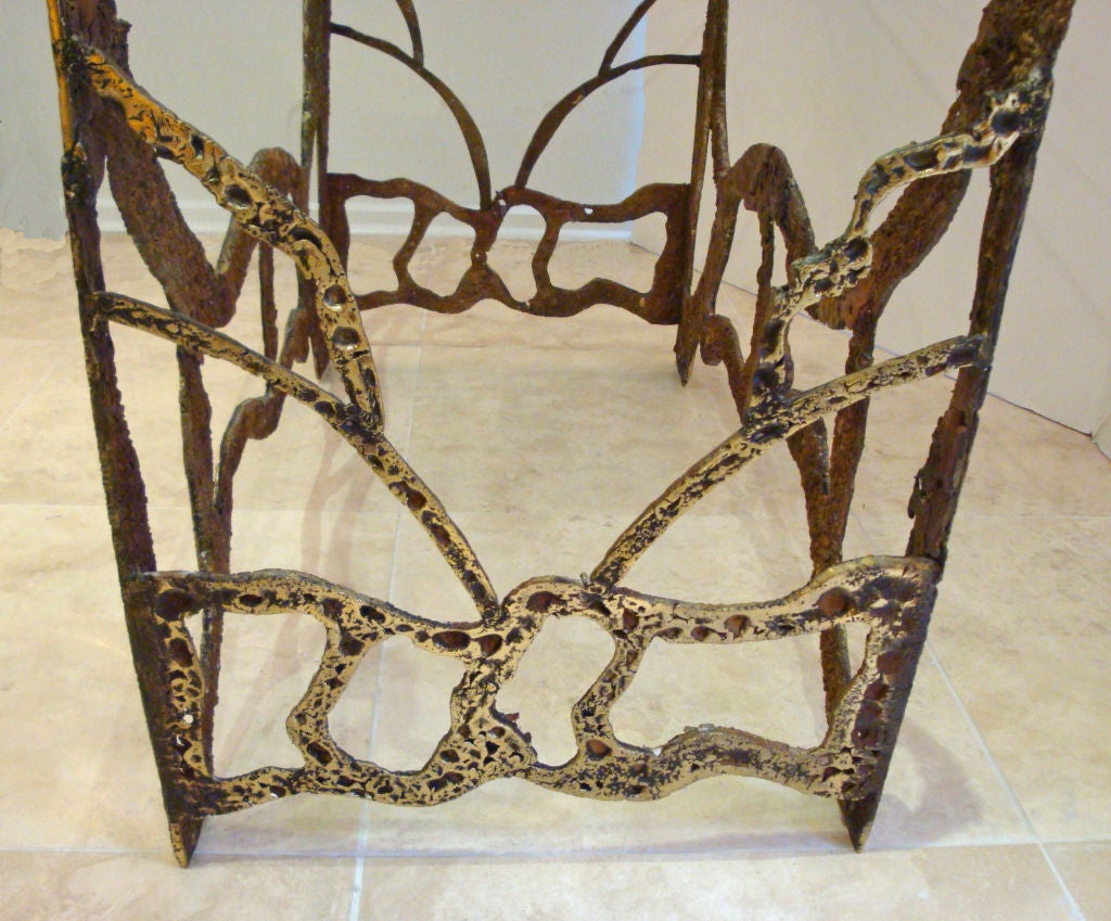 Modernist Dining Table in Sand Cast Bronze and Glass In Excellent Condition For Sale In New York, NY