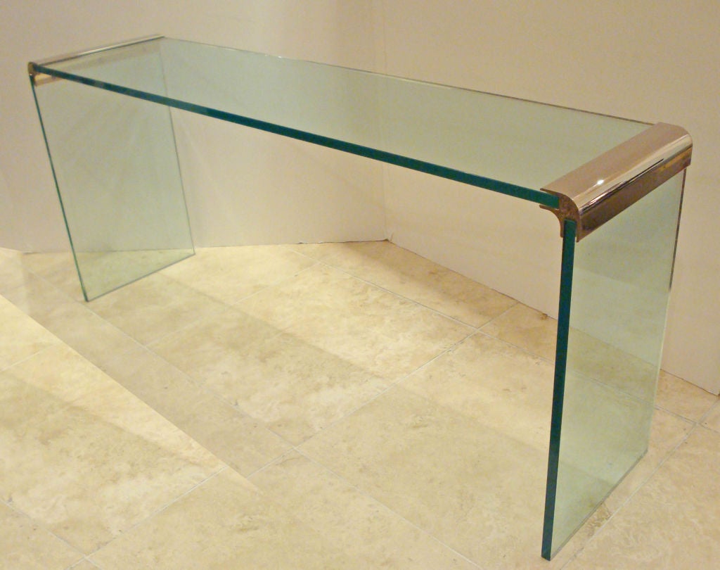 A Long All Glass Console Table by Pace Collection