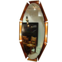 A Large Oval Lit Wall Mirror in Rosewood