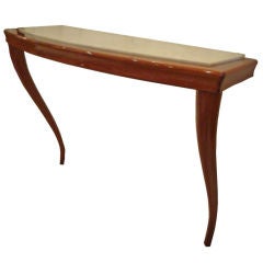 A Mid Century Wall Mounted Console in Mahogany and Marble