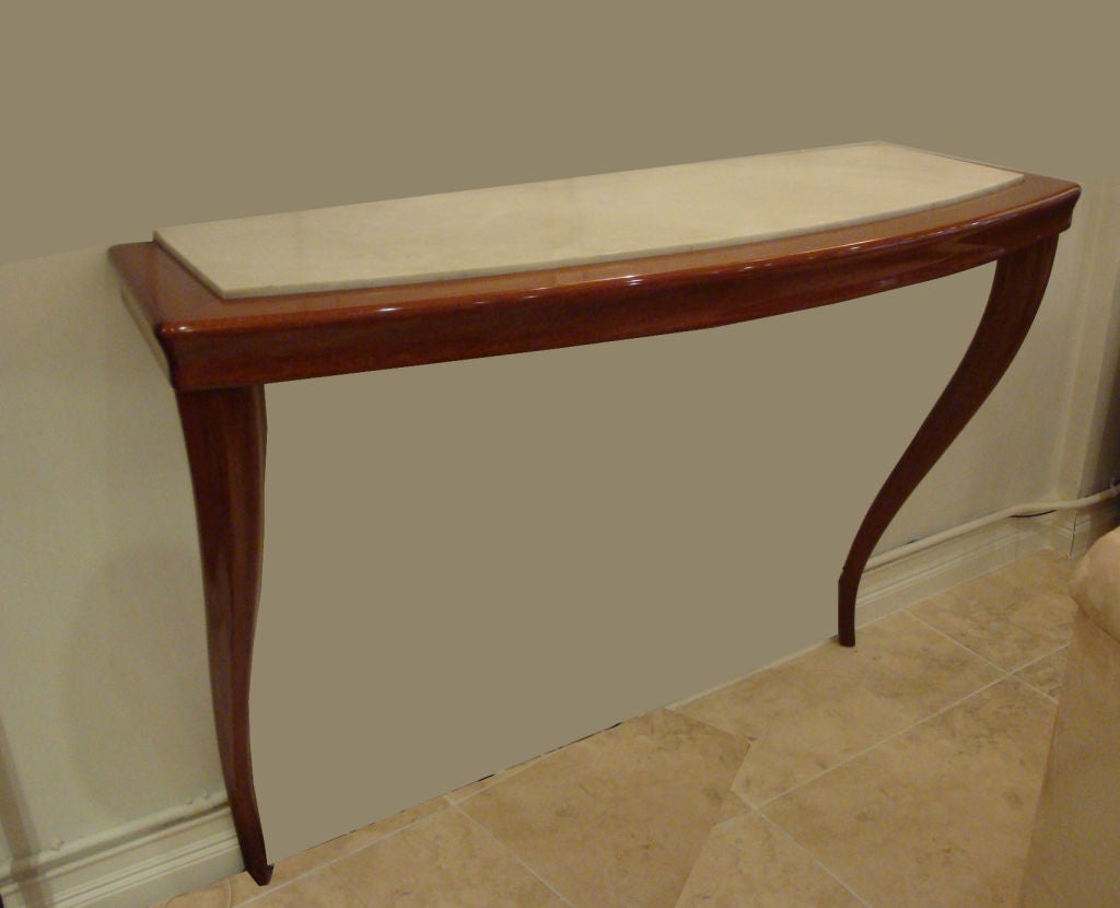 A Mid Century Wall Mounted Console in Mahogany and Marble