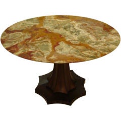 A Mahogany and Figured Marble Pedestal Center or Breakfast Table