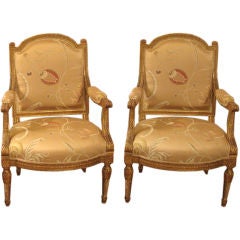 Pair of 19th Century Louis XVI Style Giltwood Chairs Pair of 19th Century Louis XVI Style Giltwood Chairs