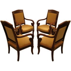 Set of Four 19th Century Empire Mahogany Chairs