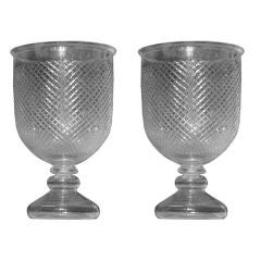 Monumental Pair of Glass Footed Vases