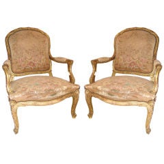 Pair of Beautifully Worn Gilt Chairs