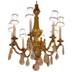 19th Century Gilt Wood Chandelier with Ormolu Arms