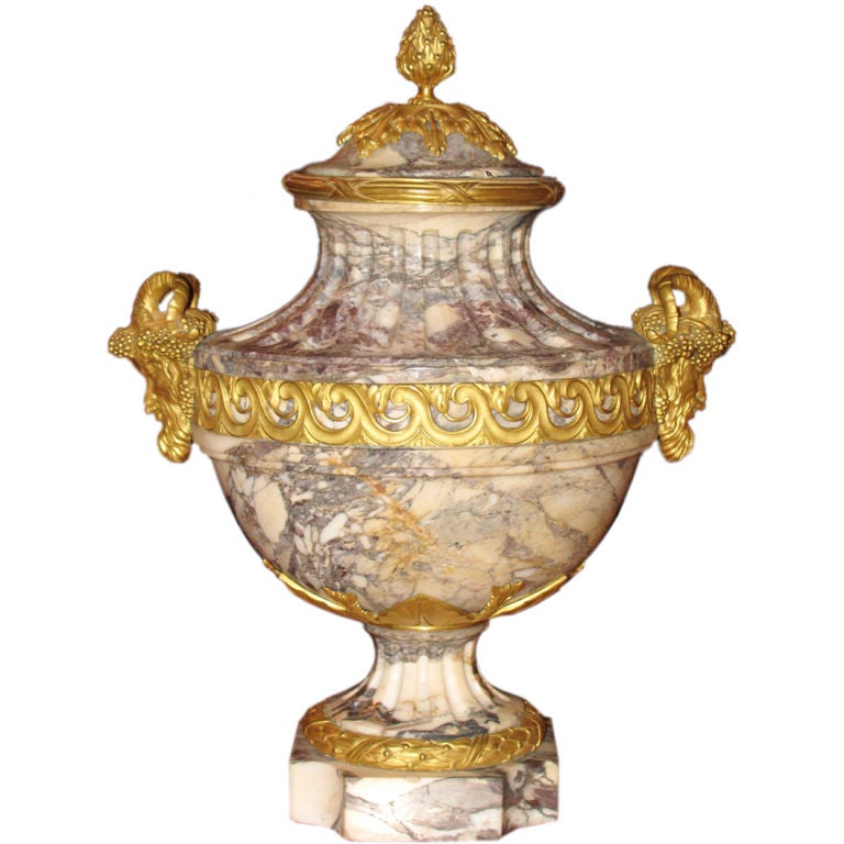Louis XVI Style Ormolu Mounted Urn in Breche Violette marble
