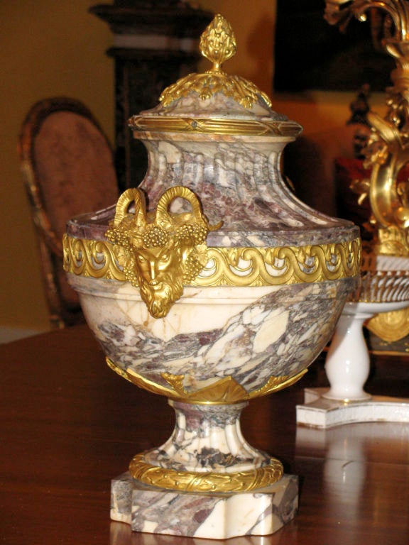 Louis XVI Style Ormolu Mounted Urn in Breche Violette marble 1