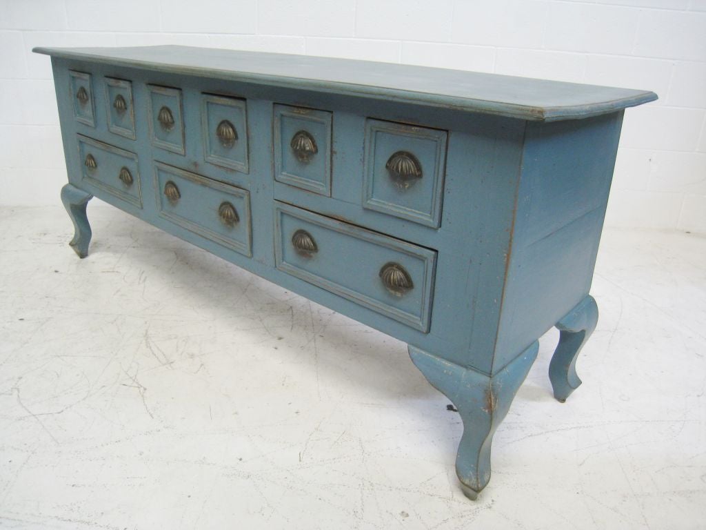 Painted Apothocary Cabinet with Brass Hardware. Original Finish.