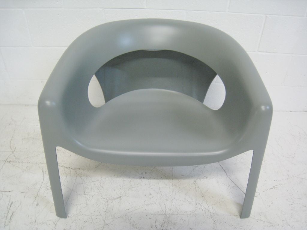 Pair of Fiberglass Chairs with new cement gray finish. Indoors or Outdoors
