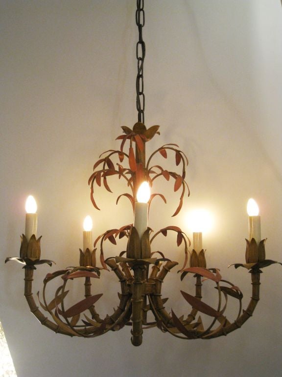 Faux Bamboo Tole  Chandelier For Sale 1