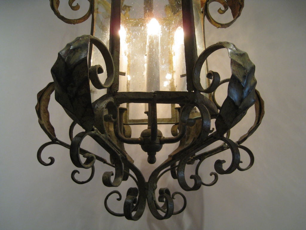 Hand Wrought Iron Lantern For Sale 1