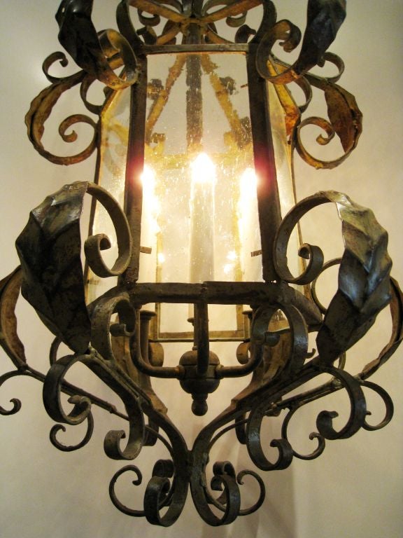Hand Wrought Iron Lantern For Sale 2