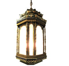 Late 19th Century Enameled  Chinoisere Lantern