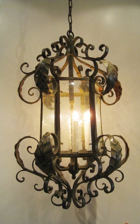Hand Wrought Iron Lantern For Sale 3