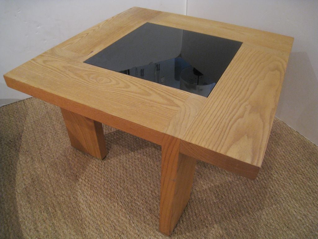American Modernist Wood and Glass Cocktail Table For Sale