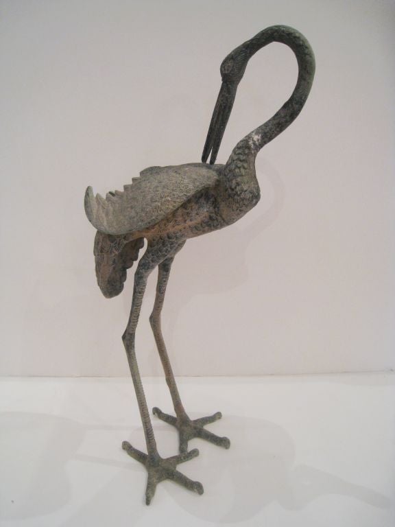 American Patinized Metal Garden Crane