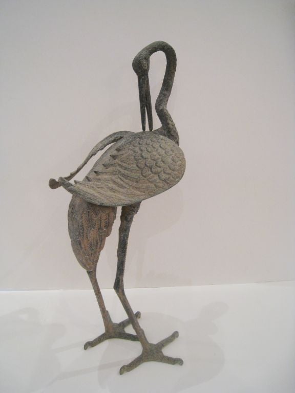 20th Century Patinized Metal Garden Crane