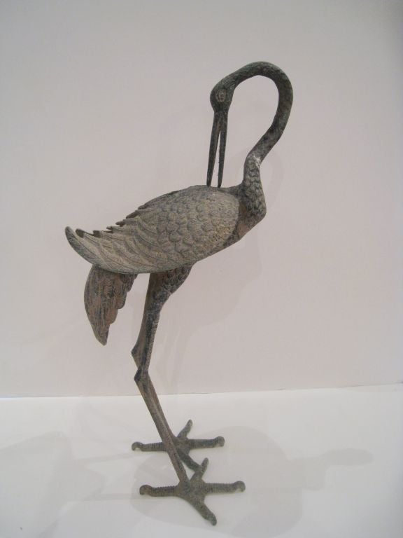 Patinized Metal Garden Crane 3